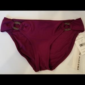 NWT Robin Piccone plum bikini bottoms with brass